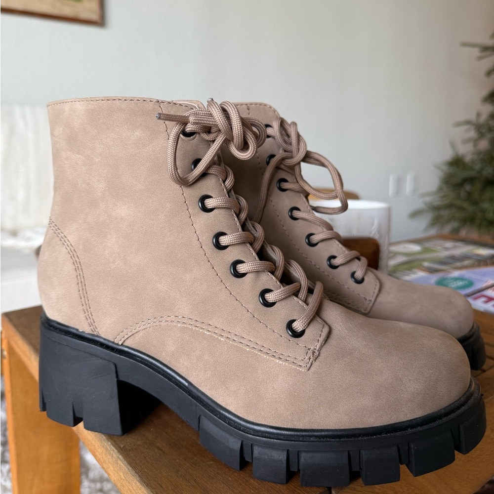 MIA Light Tan Suede Ankle Booties